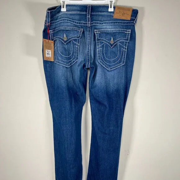 True Religion Straight Natural Big T Flap Denim Jeans Men's 40 Mid Rise Blue NWT